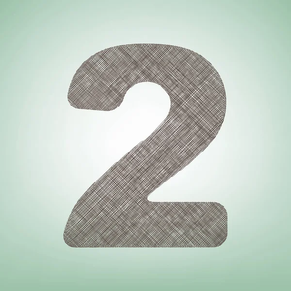 Σημάδι αριθμού 2 σχεδιαστικά στοιχεία πρότυπο. Διάνυσμα. Καφέ λίνου εικονίδιο σε πράσινο φόντο με ελαφρύ σημείο στο κέντρο. — Διανυσματικό Αρχείο