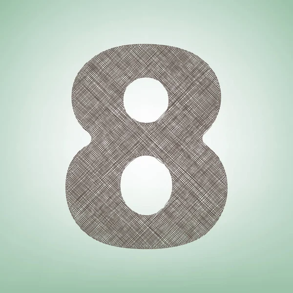 Numer 8 znak projekt szablonu elementu. Wektor. Brązowy ikona lnu na zielonym tle, z lekka miejscu w środku. — Wektor stockowy