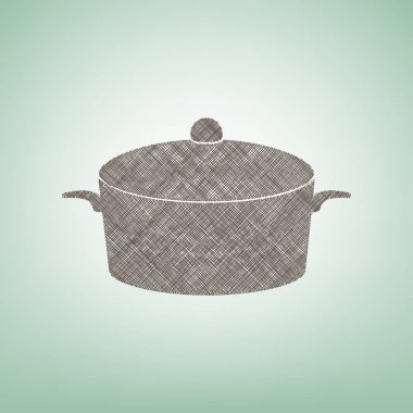 İşareti pan. Vektör. Işık spot Merkezi yeşil zemin üzerine kahverengi keten simgesi.