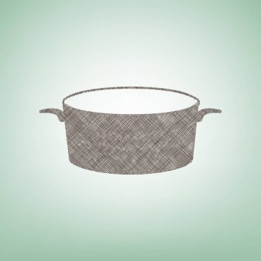 İşareti pan. Vektör. Işık spot Merkezi yeşil zemin üzerine kahverengi keten simgesi.