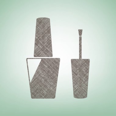 Tırnak cilası işareti. Vektör. Işık spot Merkezi yeşil zemin üzerine kahverengi keten simgesi.