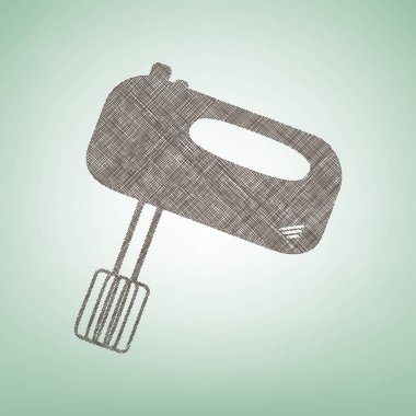 Mutfak Mikser işareti. Vektör. Işık spot Merkezi yeşil zemin üzerine kahverengi keten simgesi.