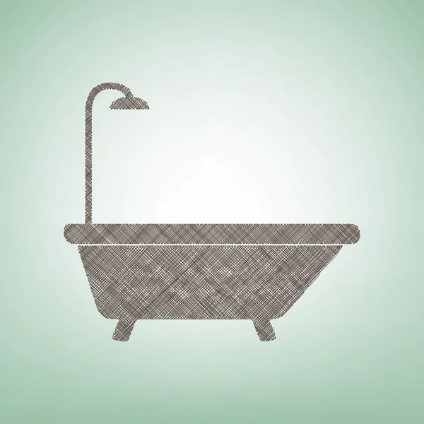 Знак ванни. Вектор. Коричневий значок льону на зеленому фоні зі світлою плямою в центрі . — стоковий вектор