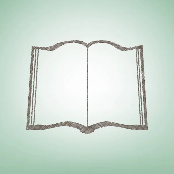 Σημάδι βιβλίων. Διάνυσμα. Καφέ λίνου εικονίδιο σε πράσινο φόντο με ελαφρύ σημείο στο κέντρο. — Διανυσματικό Αρχείο