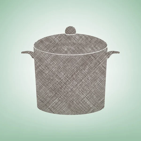 İşareti pan. Vektör. Işık spot Merkezi yeşil zemin üzerine kahverengi keten simgesi.