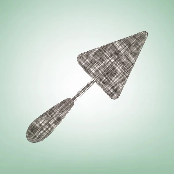 Signe de truelle. Vecteur. Icône de lin brun sur fond vert avec tache lumineuse au centre . — Image vectorielle