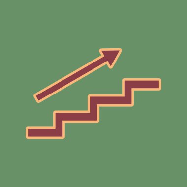 Merdiven ok ile. Vektör. Cordovan simgesi ve olgun kayısı halo