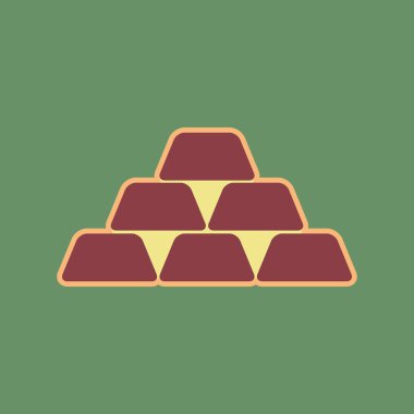 Altın basit kayıt. Vektör. Cordovan simgesi ve olgun kayısı halo