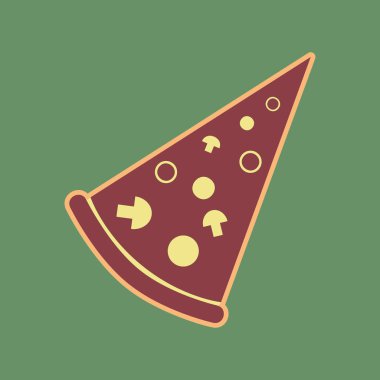 Pizza basit kayıt. Vektör. Cordovan simgesi ve olgun kayısı halo