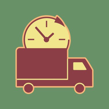 Teslimat işareti illüstrasyon. Vektör. Cordovan simgesi ve yumuşak Nisan