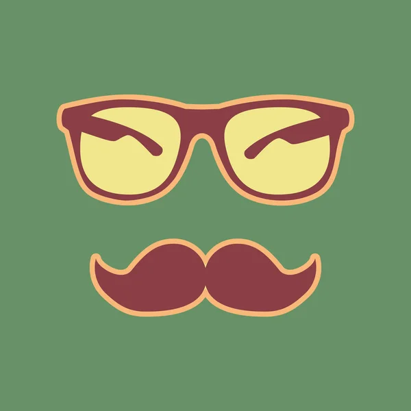 Mustache and Glasses sign. Vector. Cordovan icon and mellow apri — Stock Vector