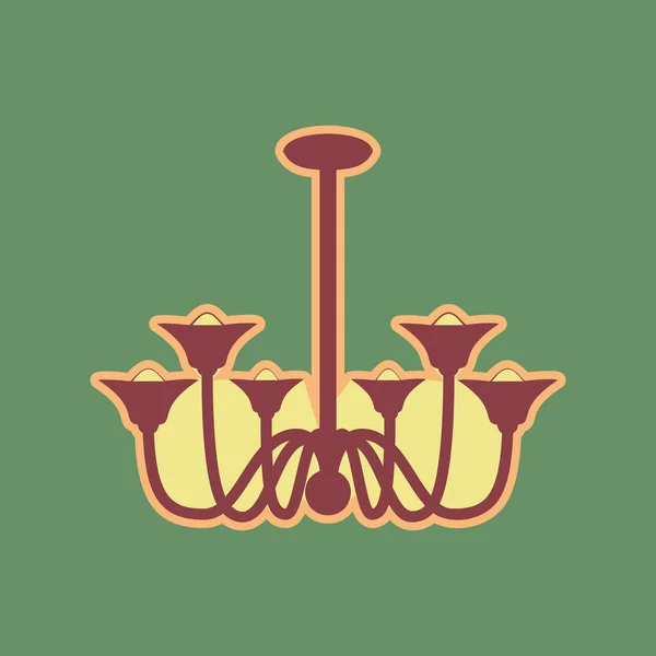 Lampadario semplice segno. Vettore. Icona di Cordovan e albicocca morbida — Vettoriale Stock