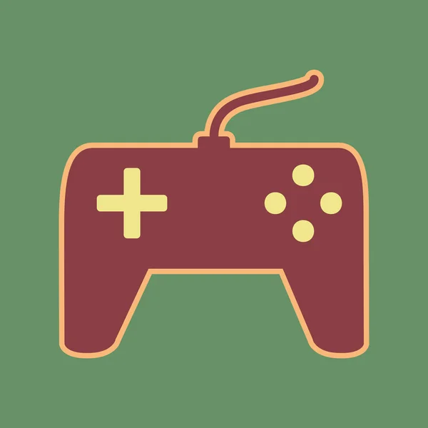 Joystick eenvoudige teken. Vector. Cordovan pictogram en mellow abrikoos h — Stockvector