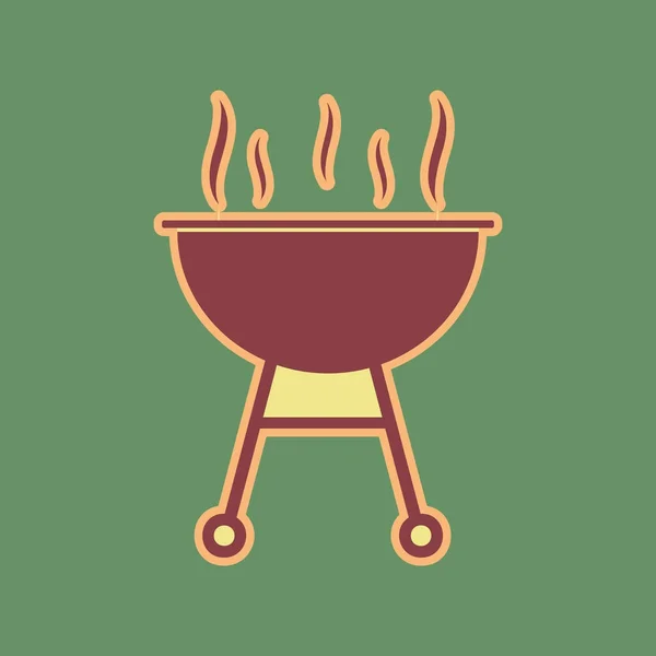 Barbecue simple sign. Vector. Cordovan icon and mellow apricot h — Stock Vector