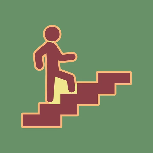 El hombre de las escaleras subiendo. Vector. Icono cordobés y albaricoque suave — Vector de stock