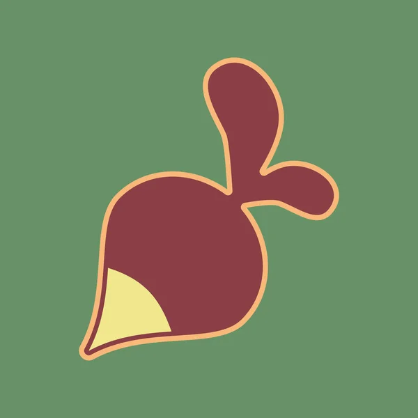 Ravanello semplice segno. Vettore. Icona di Cordovan e albicocca morbida hal — Vettoriale Stock