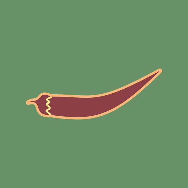 Segno di peperoncino. Vettore. Icona di Cordovan e albicocca morbida hal — Vettoriale Stock