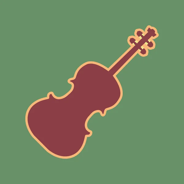 Violin sign illustration. Vector. Cordovan icon and mellow apric — Stock Vector