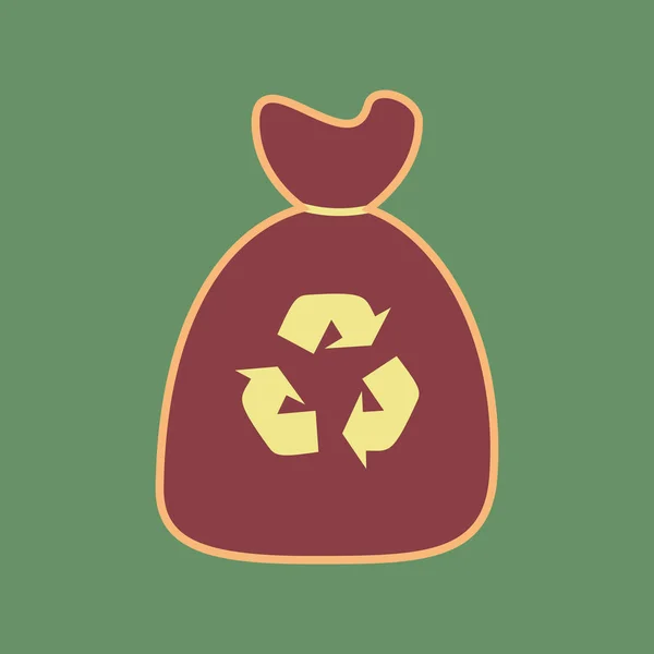 Значок мусорного мешка. Вектор. Кордованская икона и мягкий ореол абрикоса — стоковый вектор