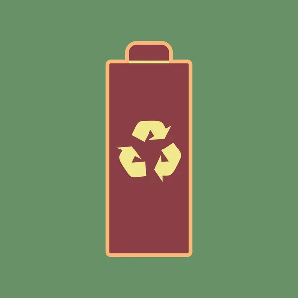 Baterie recyklujte znamení ilustrace. Vektor. Okrový ikona a mel — Stockový vektor