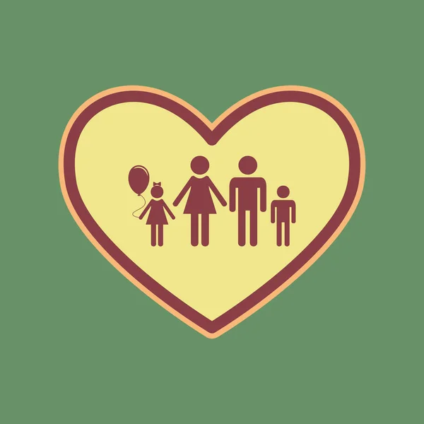 Familj logga illustration i hjärta form. Vektor. Cordovan ikonen en — Stock vektor