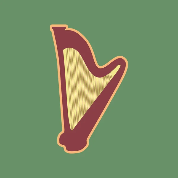 Musical instrument harp sign. Vector. Cordovan icon and mellow a — Stock Vector