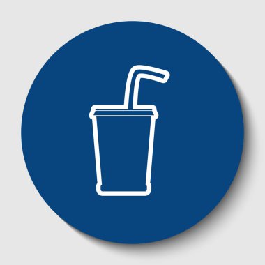 İşareti illüstrasyon iç. Vektör. Karanlık gök mavisi circle adlı beyaz arka plan beyaz kontur simgesini. İzole.