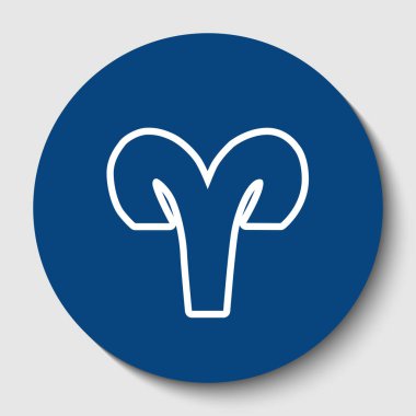 Koç illüstrasyon işareti. Vektör. Karanlık gök mavisi circle adlı beyaz arka plan beyaz kontur simgesini. İzole.