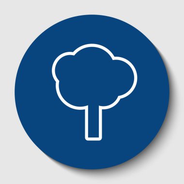 Ağaç işareti illüstrasyon. Vektör. Karanlık gök mavisi circle adlı beyaz arka plan beyaz kontur simgesini. İzole.