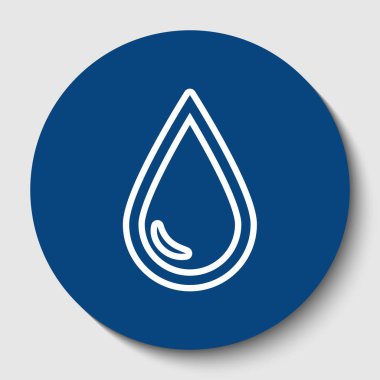 Damla su işareti yok. Vektör. Karanlık gök mavisi circle adlı beyaz arka plan beyaz kontur simgesini. İzole.