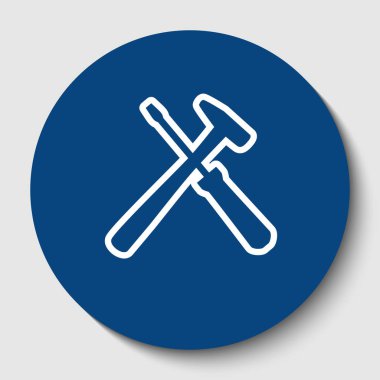 Araçlar illüstrasyon işareti. Vektör. Karanlık gök mavisi circle adlı beyaz arka plan beyaz kontur simgesini. İzole.