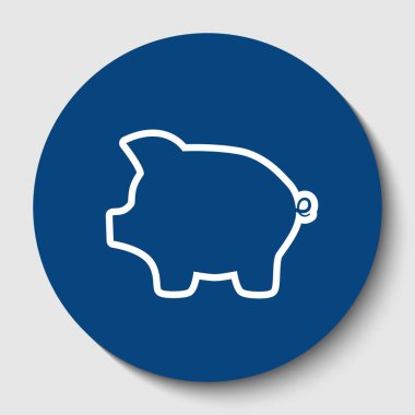 Domuz para banka işareti. Vektör. Karanlık gök mavisi circle adlı beyaz arka plan beyaz kontur simgesini. İzole.