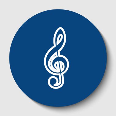 Müzik keman nota anahtarı işareti. G-nota anahtarı. Tiz nota anahtarı. Vektör. Karanlık gök mavisi circle adlı beyaz arka plan beyaz kontur simgesini. İzole.
