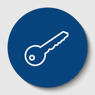 Anahtar işareti illüstrasyon. Vektör. Karanlık gök mavisi circle adlı beyaz arka plan beyaz kontur simgesini. İzole.