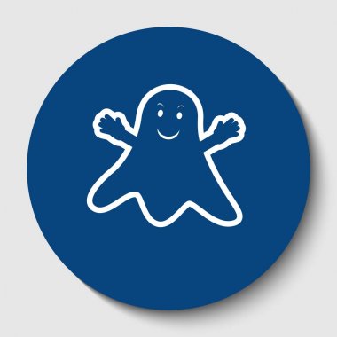 Hayalet işareti. Vektör. Karanlık gök mavisi circle adlı beyaz arka plan beyaz kontur simgesini. İzole.