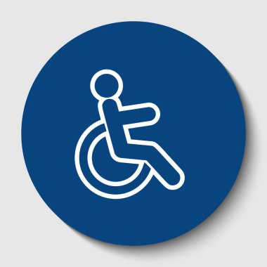 Engelli işareti illüstrasyon. Vektör. Karanlık gök mavisi circle adlı beyaz arka plan beyaz kontur simgesini. İzole.