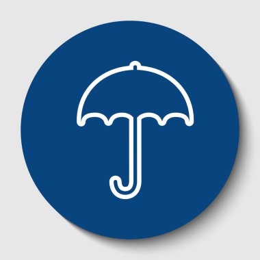 Şemsiye işareti simgesi. Yağmur koruma sembol. Düz tasarım stili. Vektör. Karanlık gök mavisi circle adlı beyaz arka plan beyaz kontur simgesini. İzole.