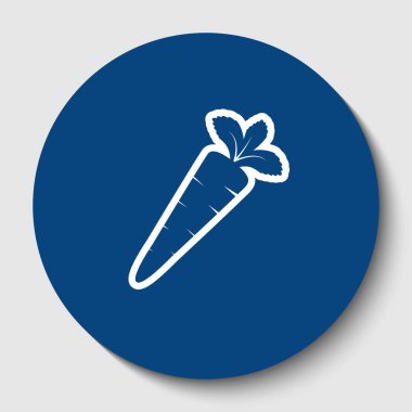 Havuç işareti illüstrasyon. Vektör. Karanlık gök mavisi circle adlı beyaz arka plan beyaz kontur simgesini. İzole.