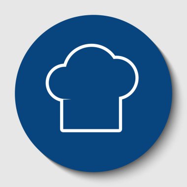 Şef kap işareti. Vektör. Karanlık gök mavisi circle adlı beyaz arka plan beyaz kontur simgesini. İzole.