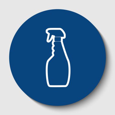 Temizlik için plastik şişe. Vektör. Karanlık gök mavisi circle adlı beyaz arka plan beyaz kontur simgesini. İzole.