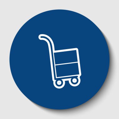 Kamyon işaret. Vektör. Karanlık gök mavisi circle adlı beyaz arka plan beyaz kontur simgesini. İzole.