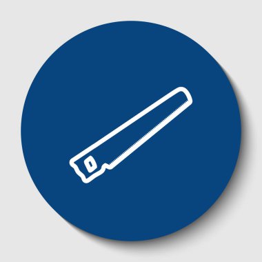 Basit işareti gördüm. Vektör. Karanlık gök mavisi circle adlı beyaz arka plan beyaz kontur simgesini. İzole.