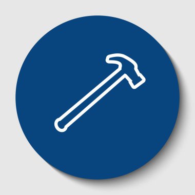 Basit simge gördüm. Vektör. Karanlık gök mavisi circle adlı beyaz arka plan beyaz kontur simgesini. İzole.