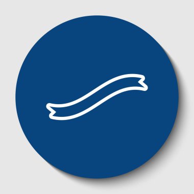 Afiş şerit işareti. Vektör. Karanlık gök mavisi circle adlı beyaz arka plan beyaz kontur simgesini. İzole.