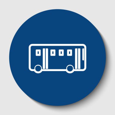 Otobüs basit kayıt. Vektör. Karanlık gök mavisi circle adlı beyaz arka plan beyaz kontur simgesini. İzole.