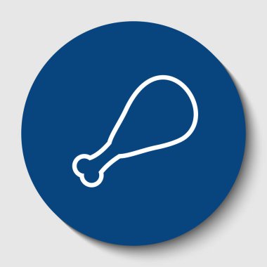 Tavuk bacağı işareti. Vektör. Karanlık gök mavisi circle adlı beyaz arka plan beyaz kontur simgesini. İzole.