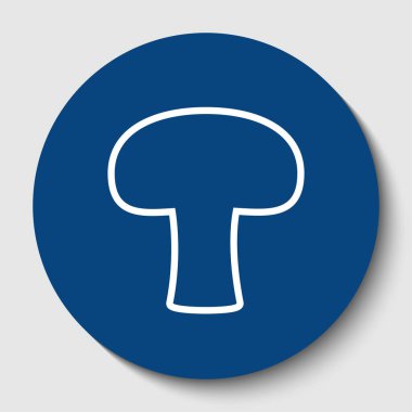 Mantar basit kayıt. Vektör. Karanlık gök mavisi circle adlı beyaz arka plan beyaz kontur simgesini. İzole.