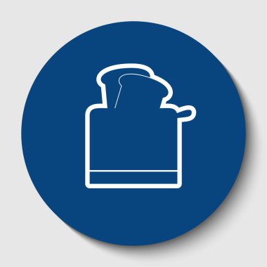 Ekmek kızartma makinesi basit kayıt. Vektör. Karanlık gök mavisi circle adlı beyaz arka plan beyaz kontur simgesini. İzole.