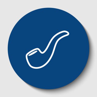 Boru işareti duman. Vektör. Karanlık gök mavisi circle adlı beyaz arka plan beyaz kontur simgesini. İzole.