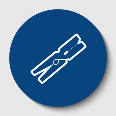 Giysi peg işareti. Vektör. Karanlık gök mavisi circle adlı beyaz arka plan beyaz kontur simgesini. İzole.